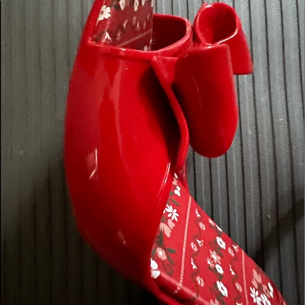 Melissa Red Floral Bow Ankle-Strap Sandals - Picture 15 of 16